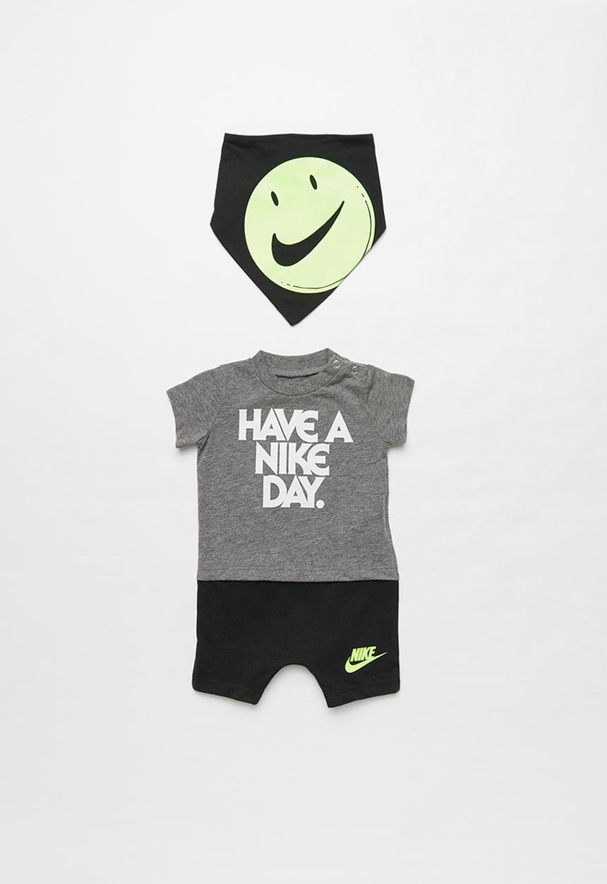 Nike - Have a nike day romper & bib - black & grey