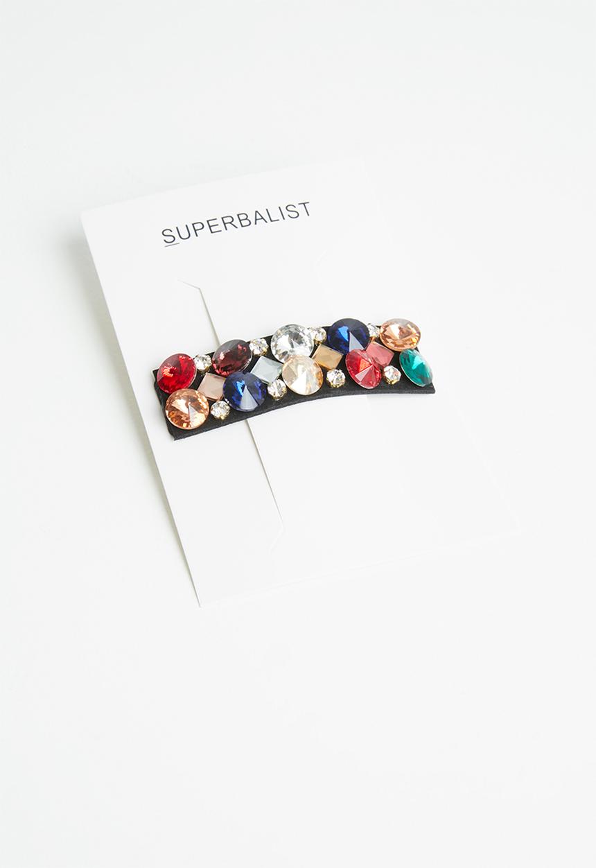 Superbalist - Multi-stone hair barrette - black