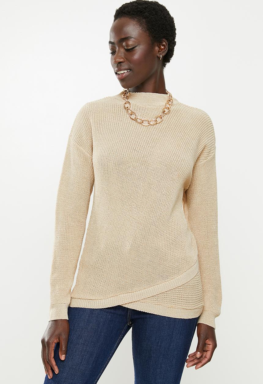 edit - Sparkle wrap jumper - beige