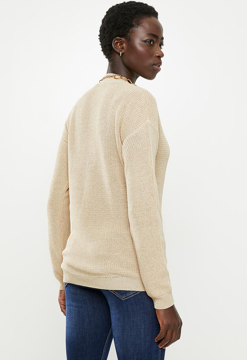 edit - Sparkle wrap jumper - beige