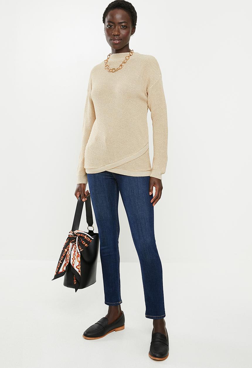 edit - Sparkle wrap jumper - beige