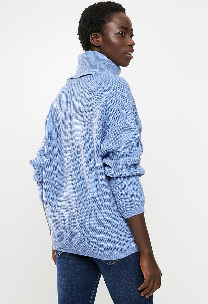 edit - Slouchy cowl neck jumper - blue