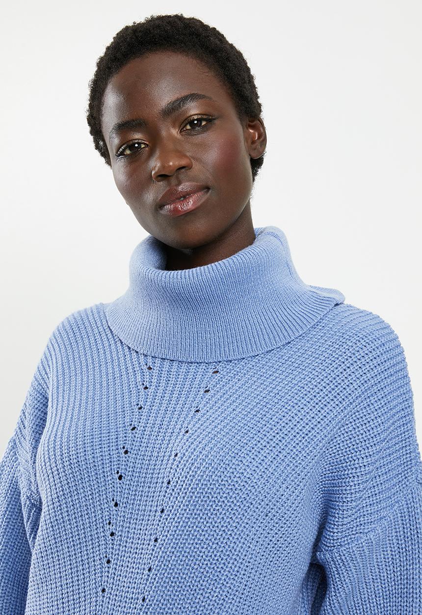 edit - Slouchy cowl neck jumper - blue