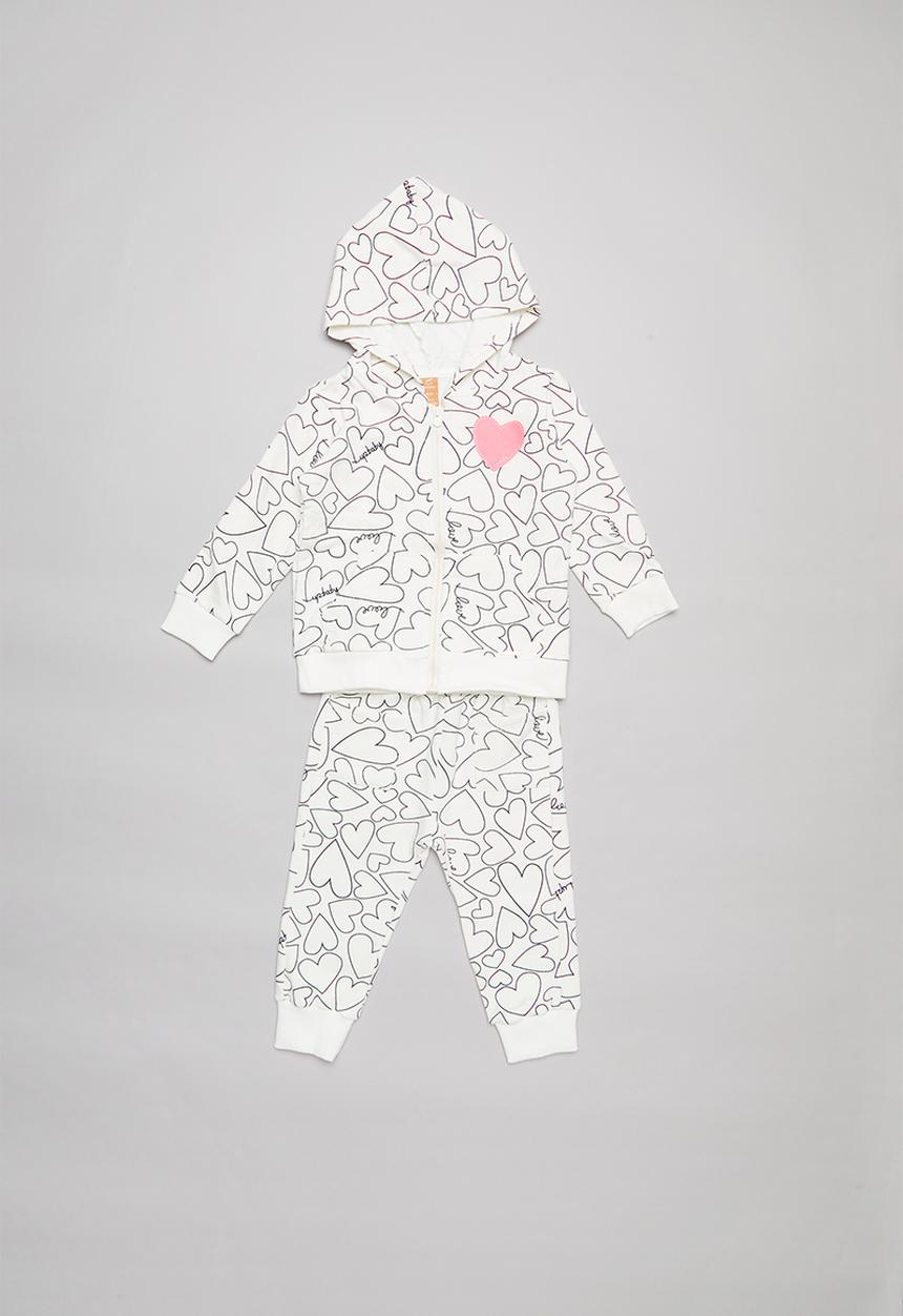 UP Baby - Baby girls heart jacket & pants set - white & black 