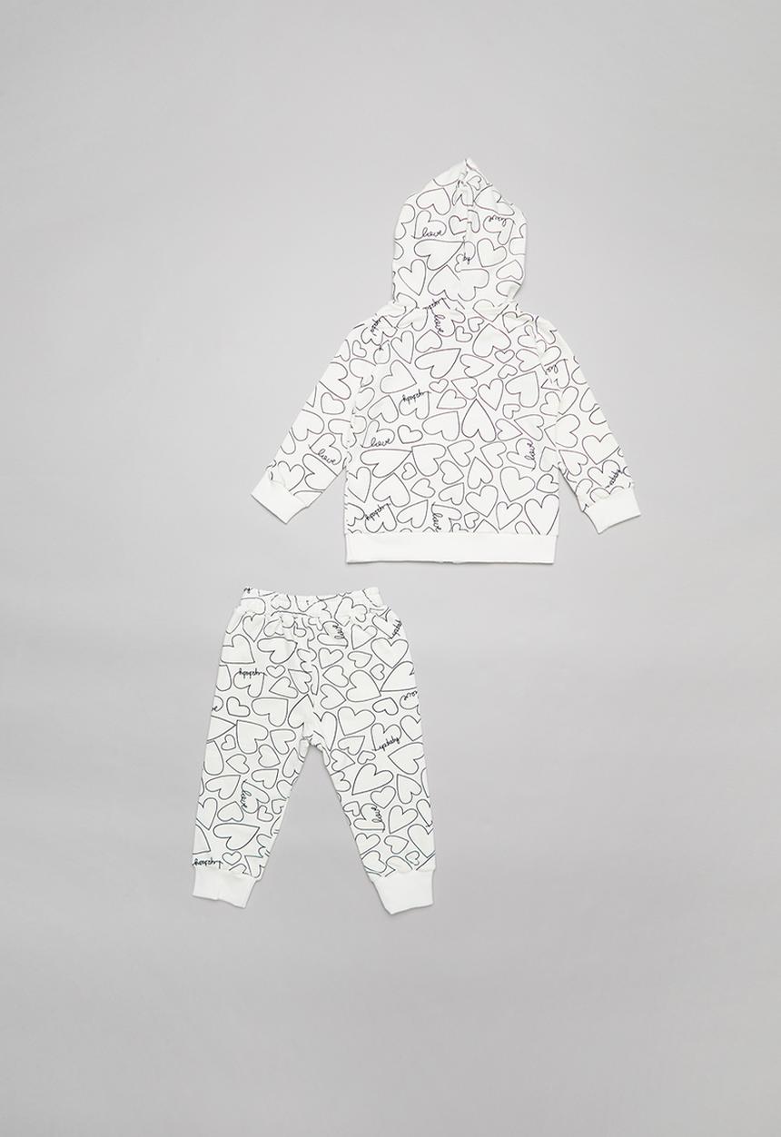 UP Baby - Baby girls heart jacket & pants set - white & black 