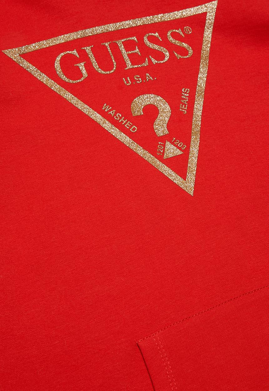 GUESS - Long sleeve longer length hoodie - red