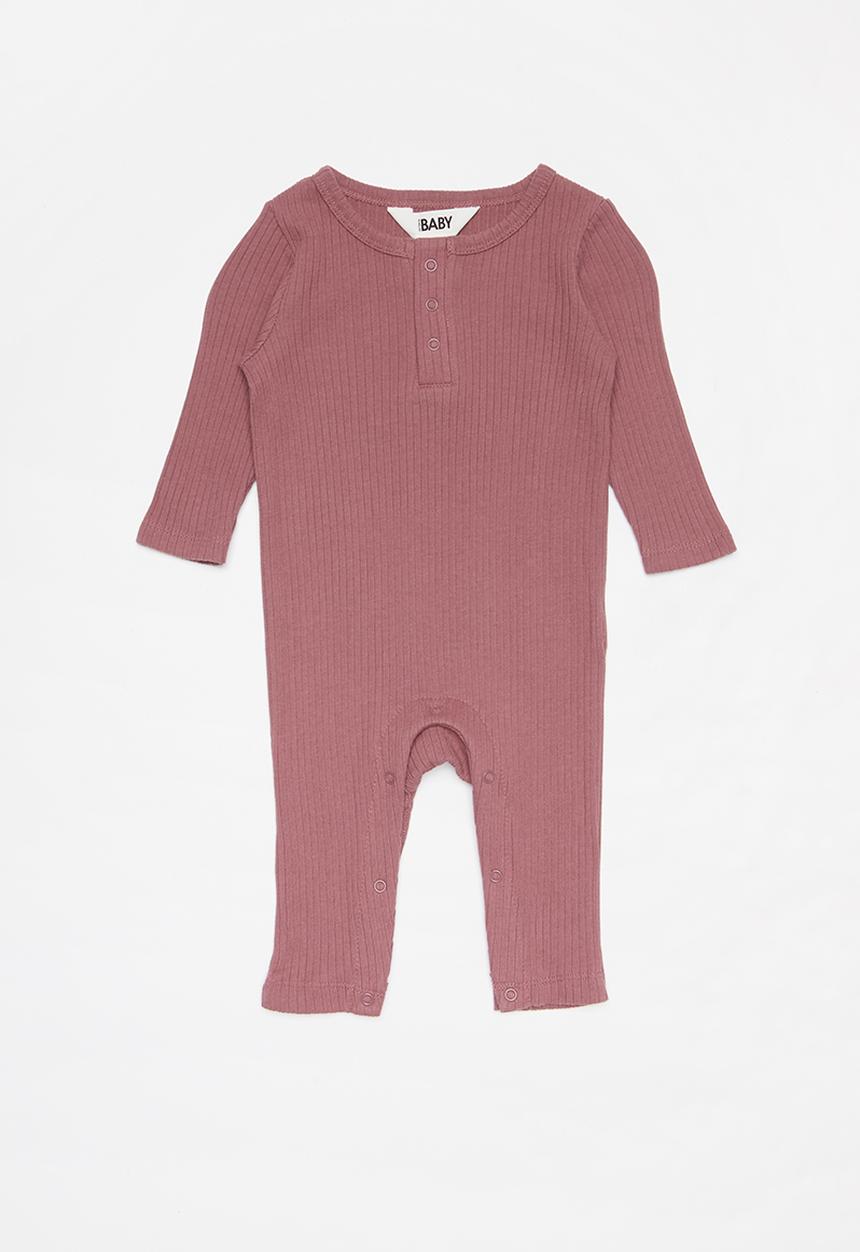 Cotton On - The rib snap romper - vintage berry