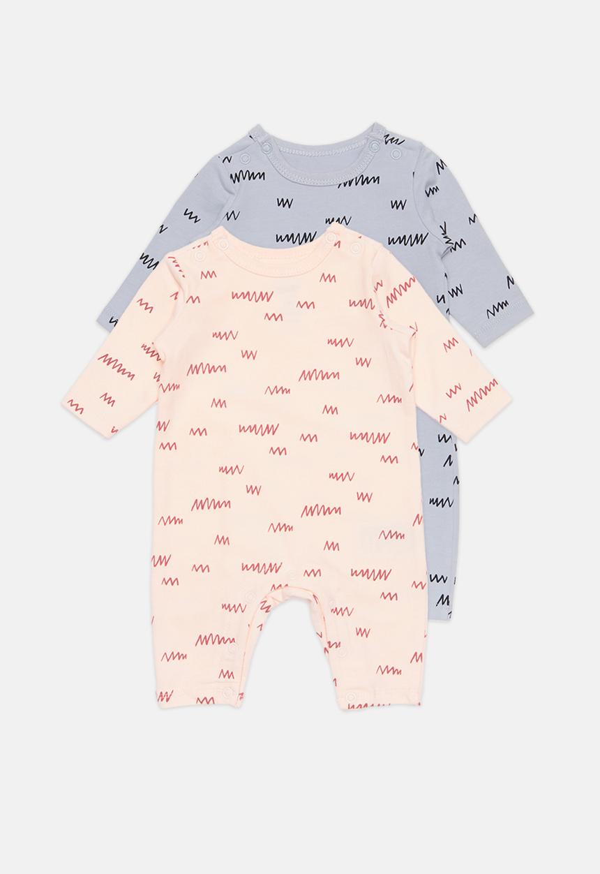 Cotton On - 2 Pack snap romper - pink & grey 