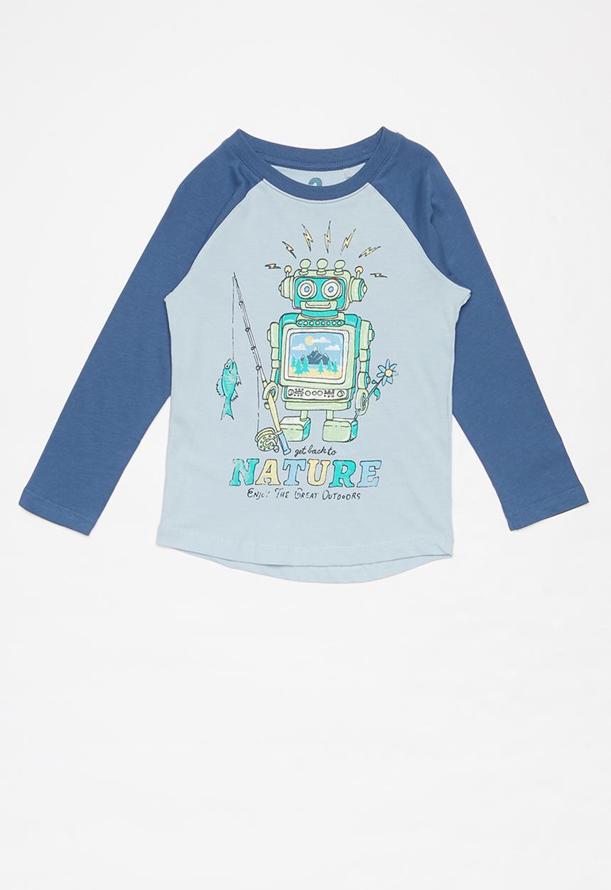 Cotton On - Tom long sleeve raglan tee - blue