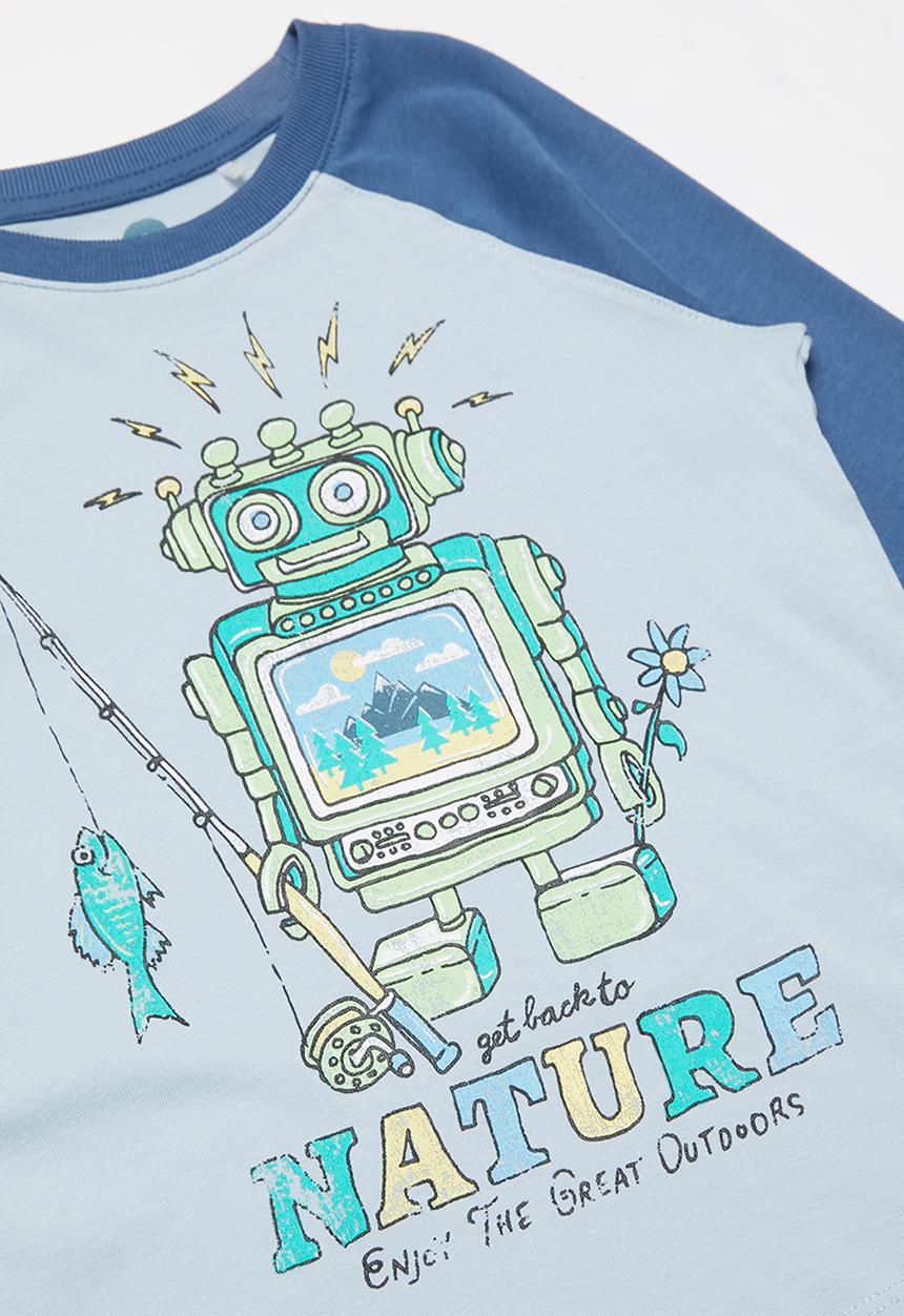 Cotton On - Tom long sleeve raglan tee - blue