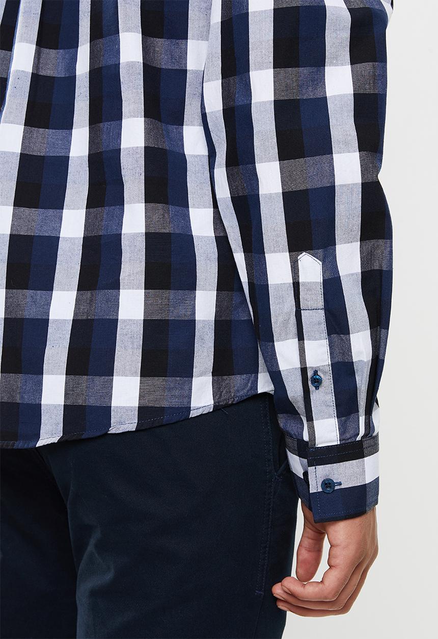 JEEP - Check regular fit shirt - navy & black