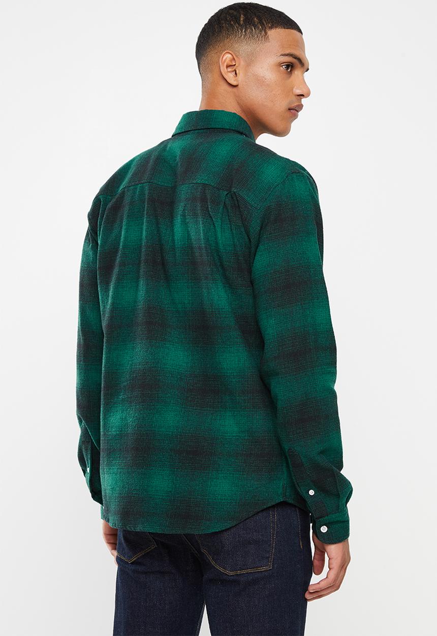 JEEP - Broad check long sleeve shirt - green & black