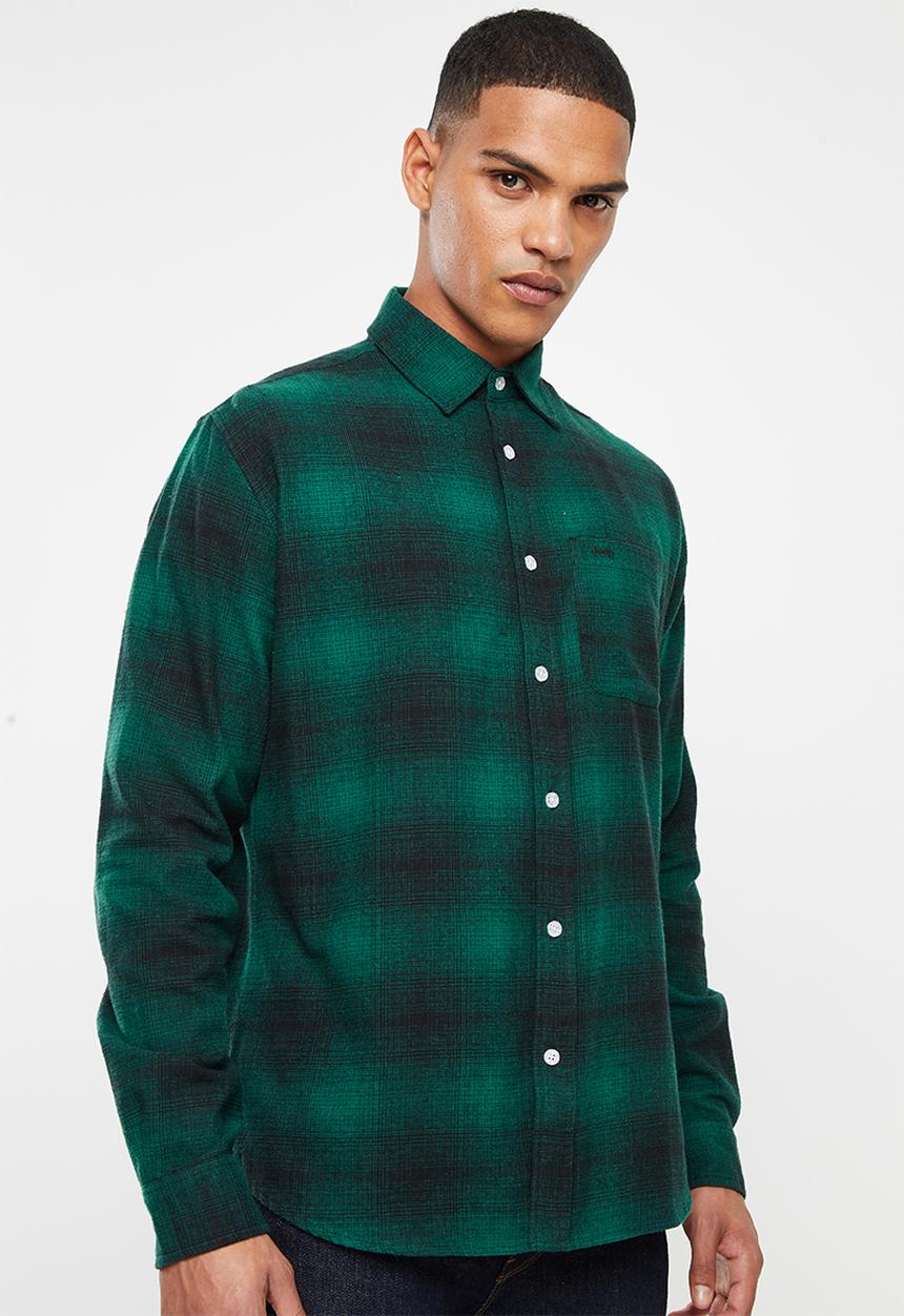 JEEP - Broad check long sleeve shirt - green & black