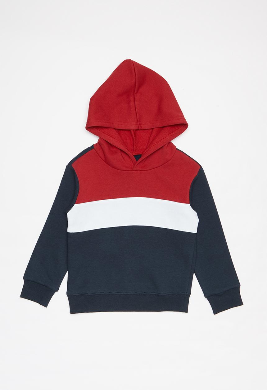Pop Candy - Boys colour block hoodie - red/navy