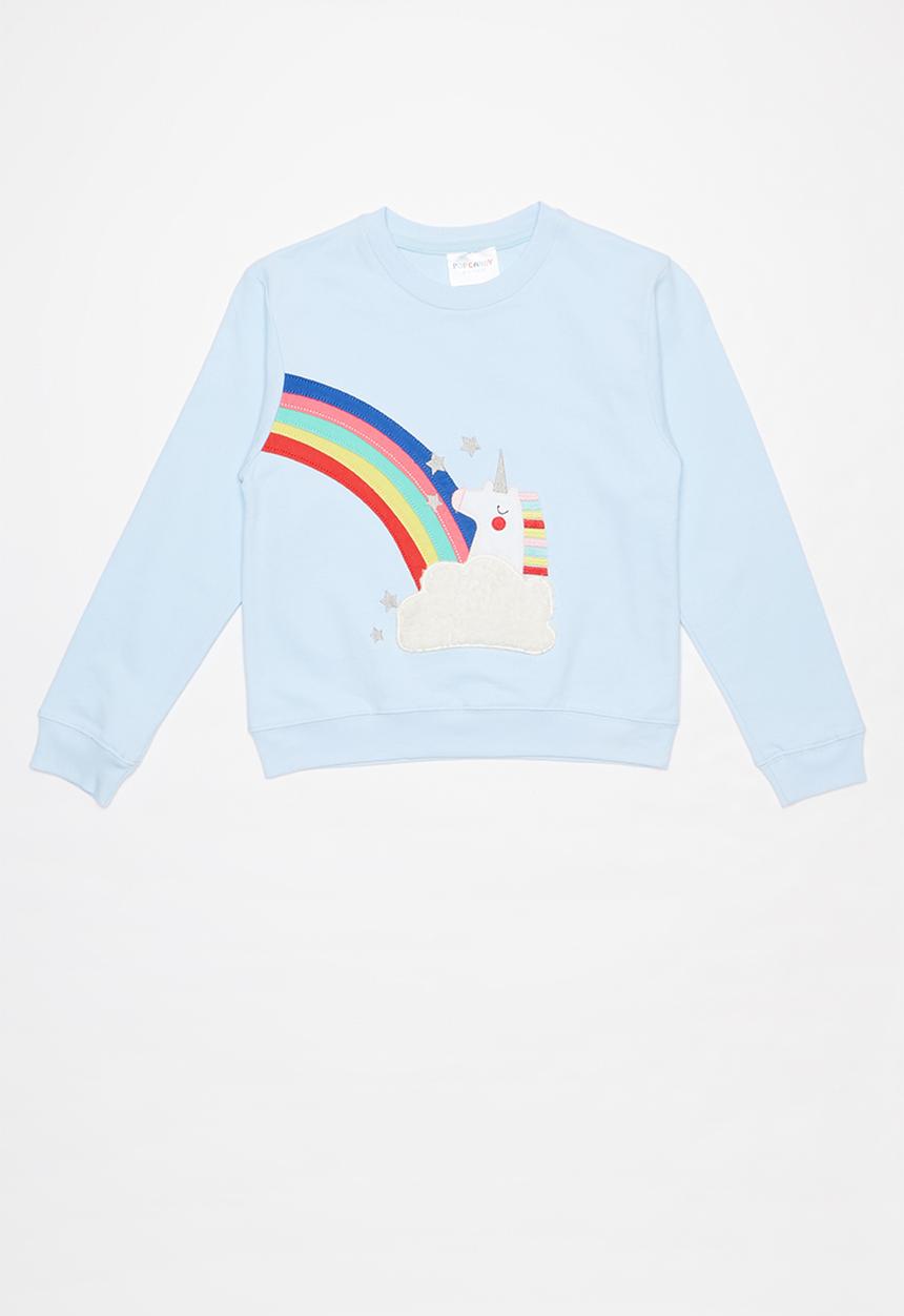 Pop Candy - Rainbow unicorn sweatshirt - light blue