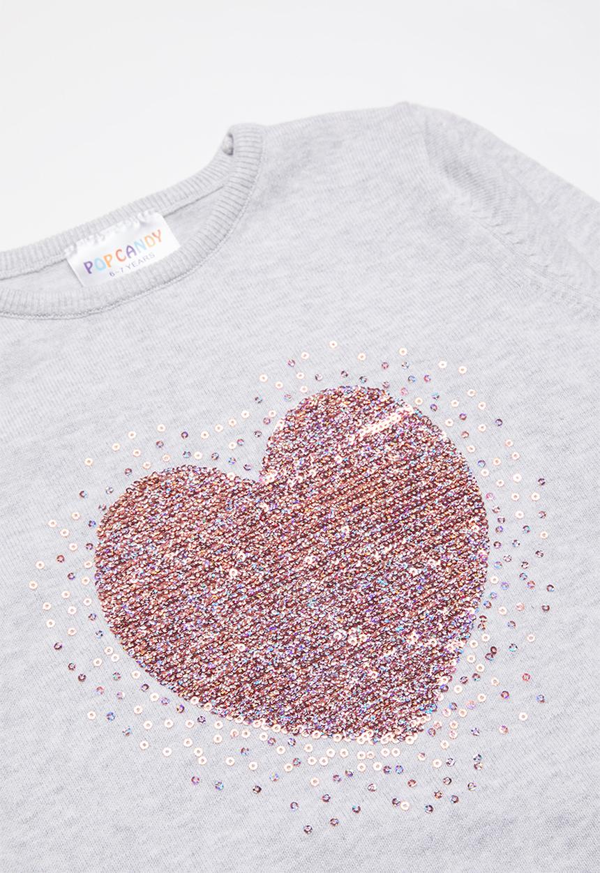Pop Candy - Heart crewneck - grey