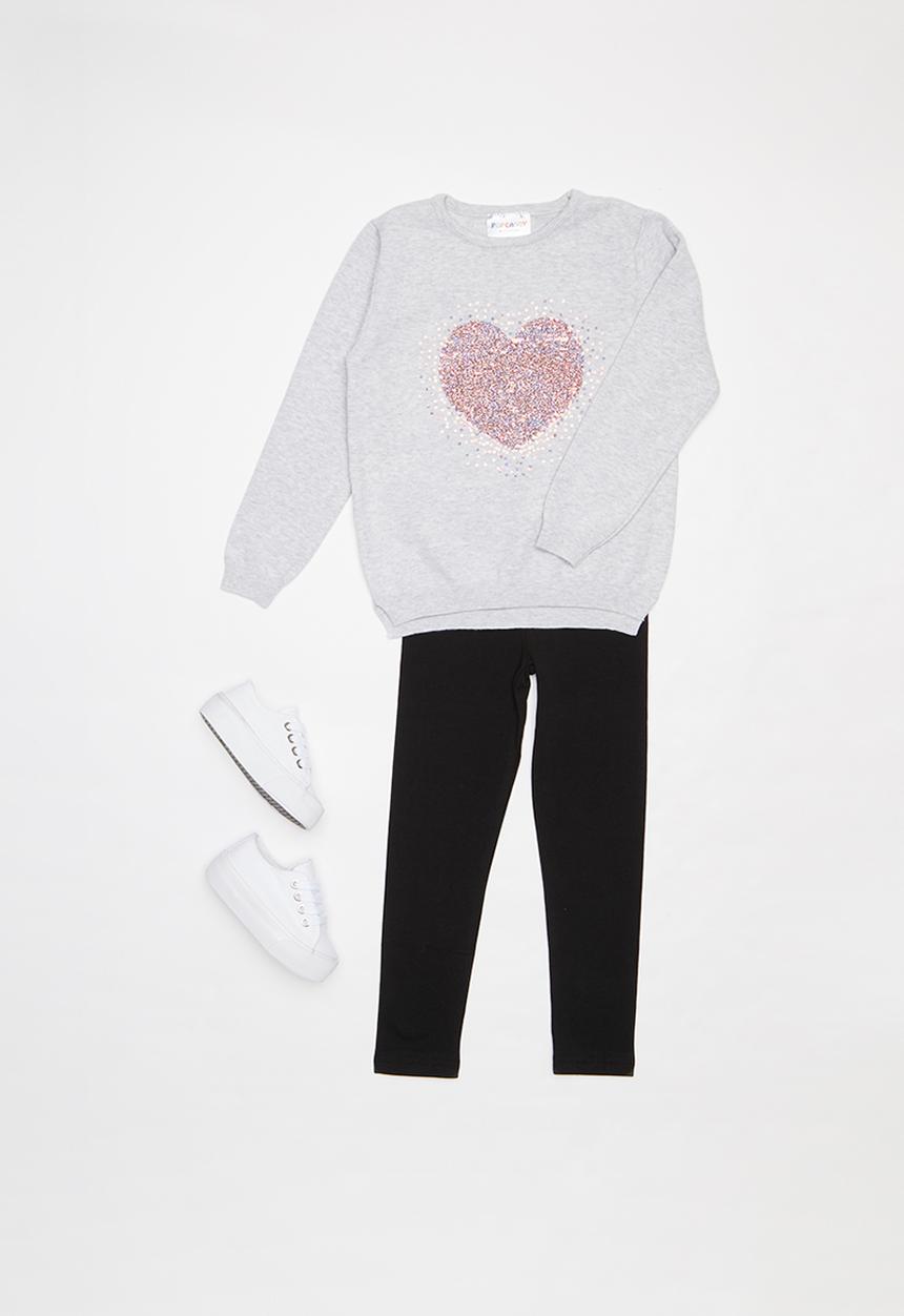 Pop Candy - Heart crewneck - grey