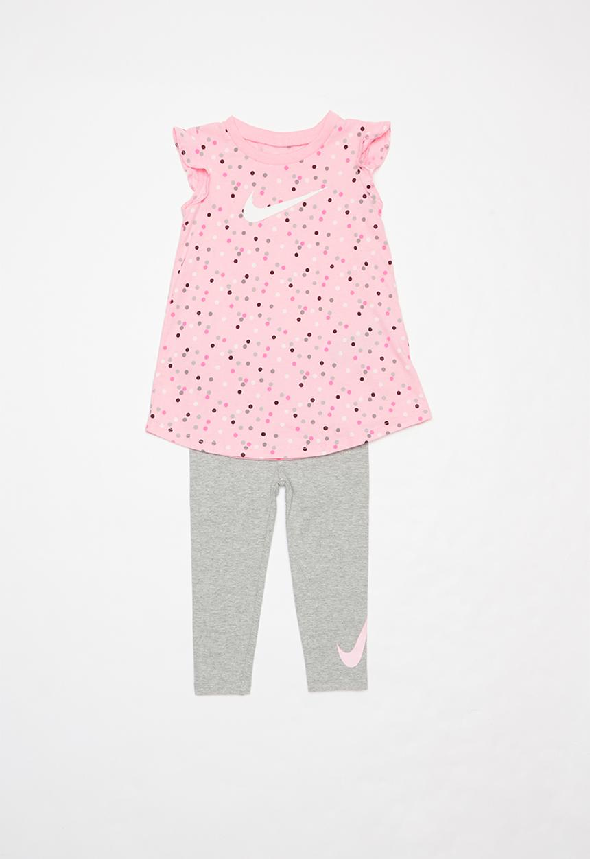 Nike - Nike swoosh & dot tunic legging set - grey & pink