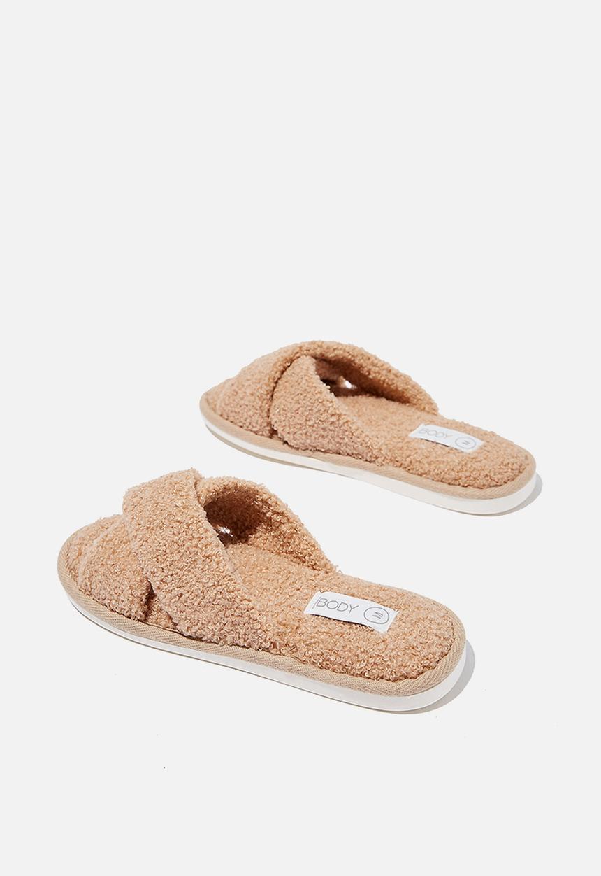 Cotton On - Arlie crossover slipper - camel teddy