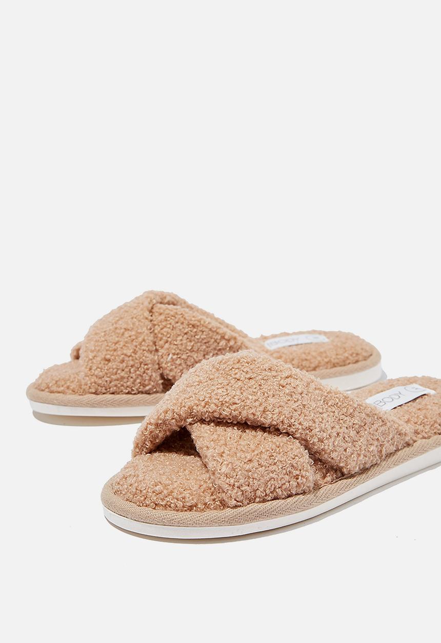 Cotton On - Arlie crossover slipper - camel teddy