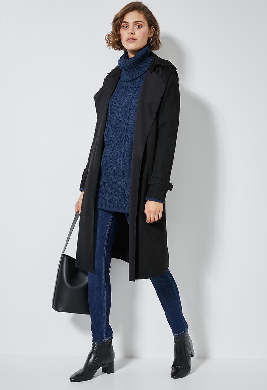 Superbalist - Roll neck cable jumper - navy