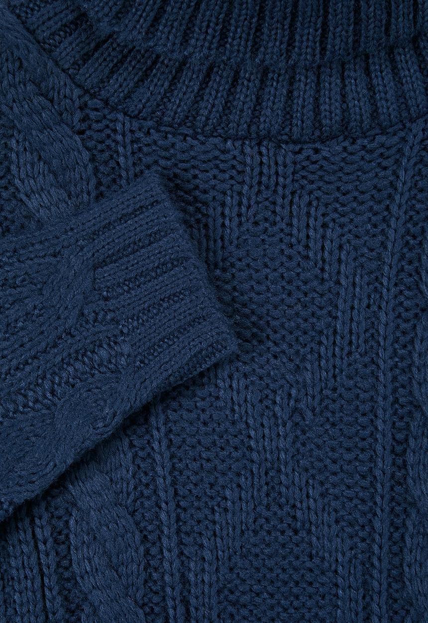 Superbalist - Roll neck cable jumper - navy