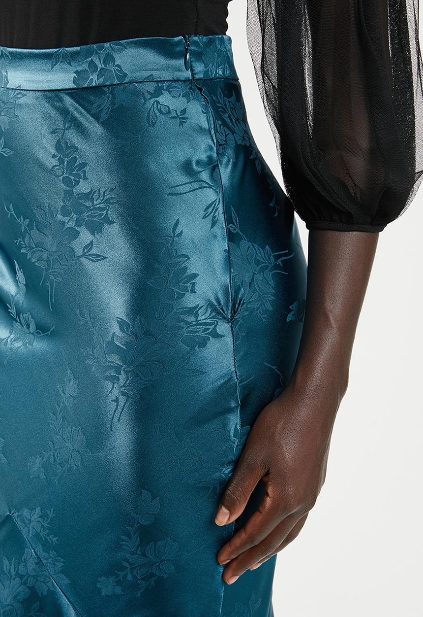MILLA - Satin bias skirt - blue