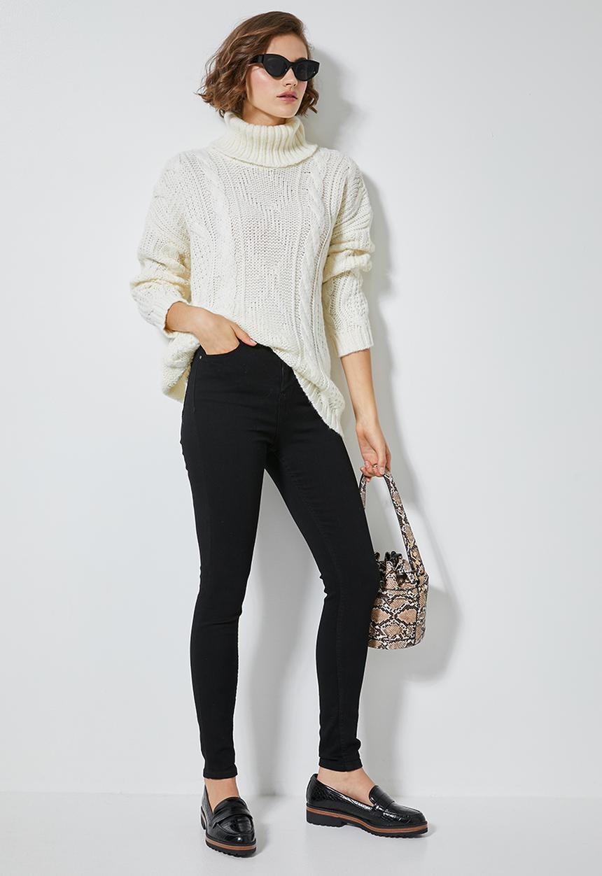 Superbalist - Roll neck cable jumper - cream