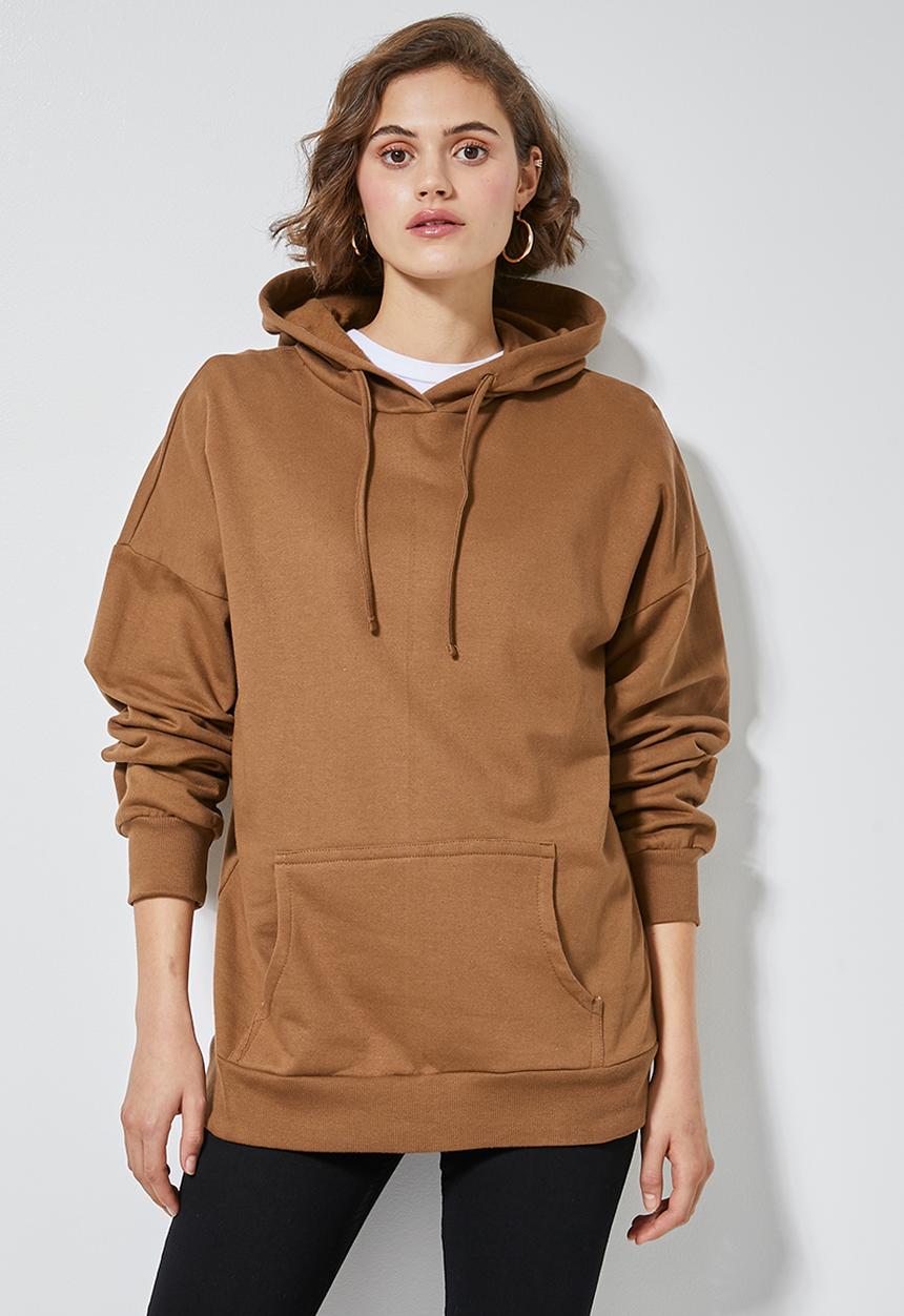 Superbalist - Longline hoodie - tobacco