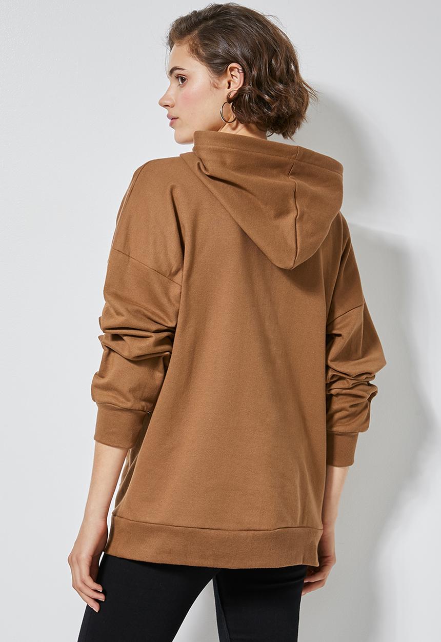 Superbalist - Longline hoodie - tobacco