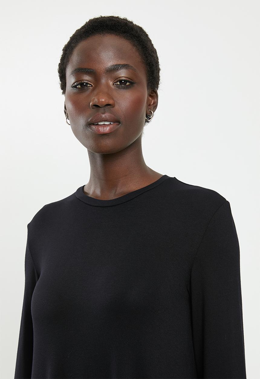 edit - Long sleeve trapeze dress - black