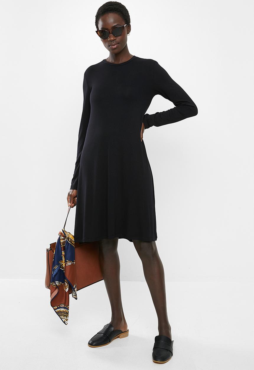 edit - Long sleeve trapeze dress - black