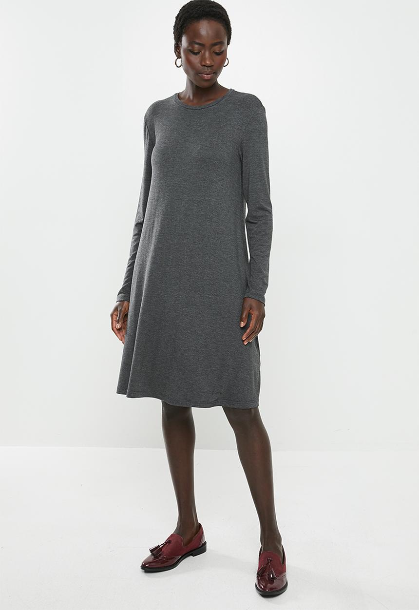 edit - Long sleeve trapeze dress - grey
