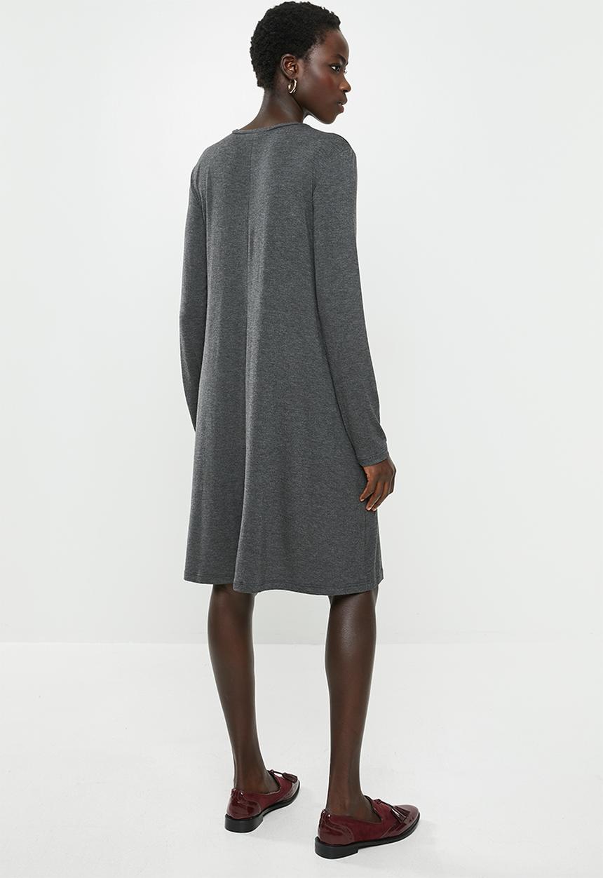 edit - Long sleeve trapeze dress - grey