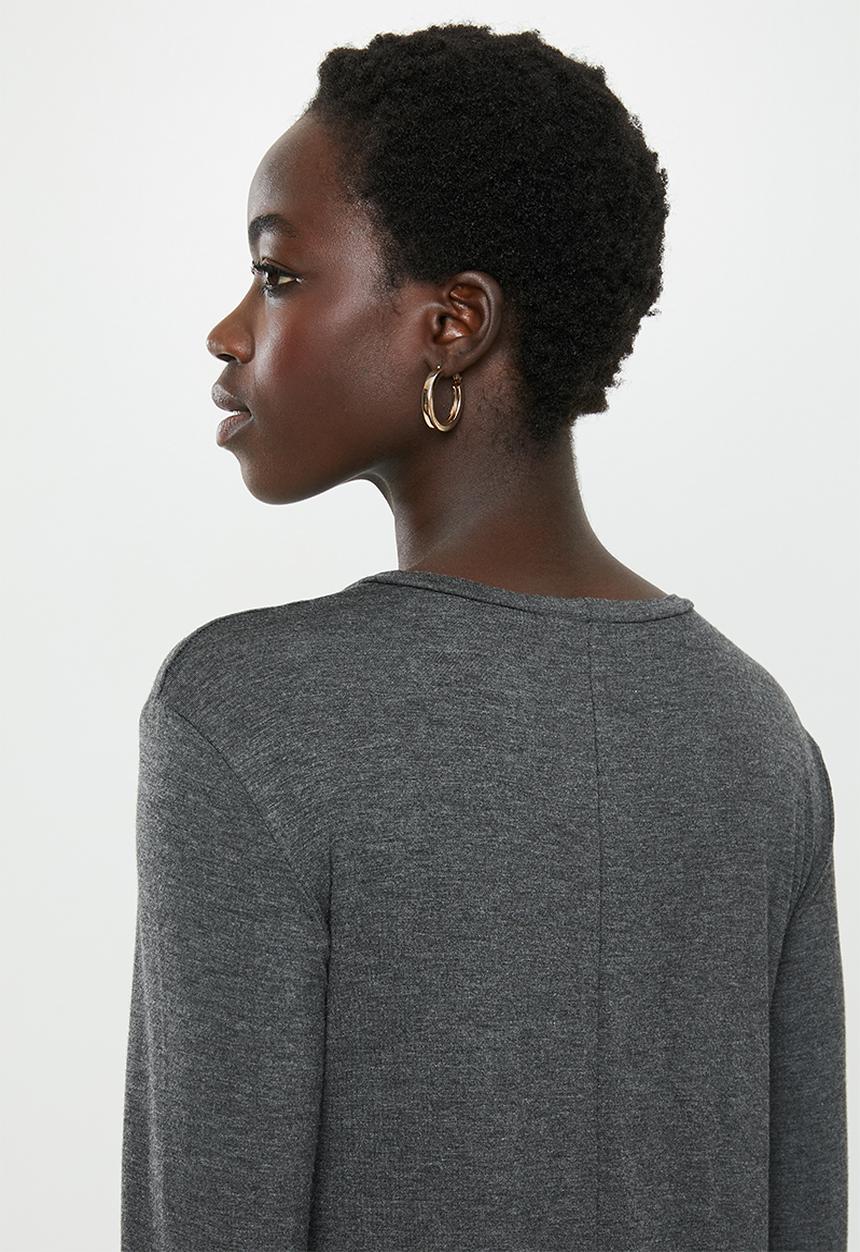 edit - Long sleeve trapeze dress - grey