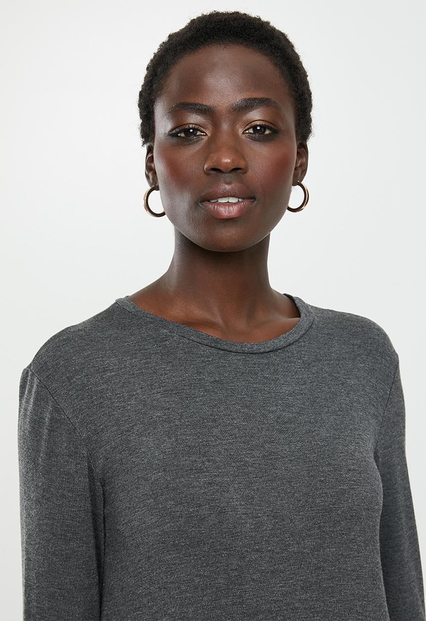 edit - Long sleeve trapeze dress - grey