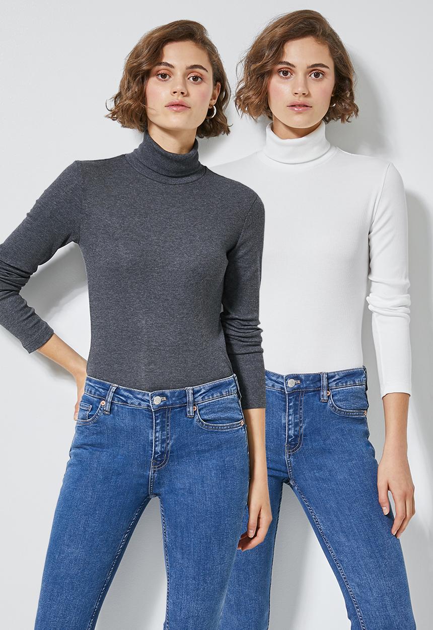 Superbalist - 2 Pack rib poloneck - charcoal & white 