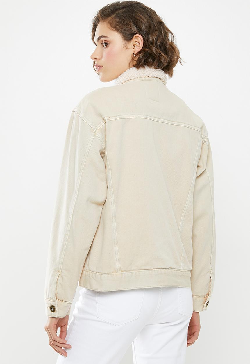 Cotton On - Sherpa denim trucker jacket - honey