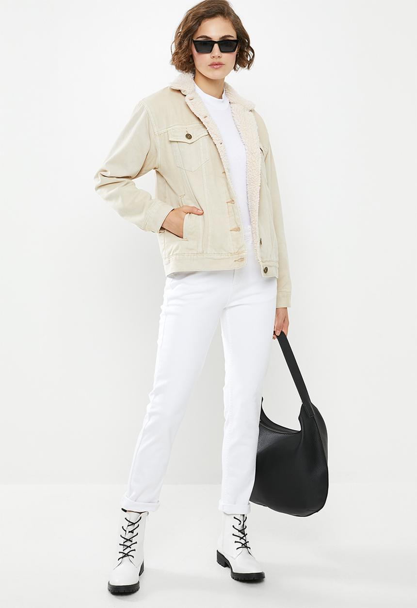 Cotton On - Sherpa denim trucker jacket - honey