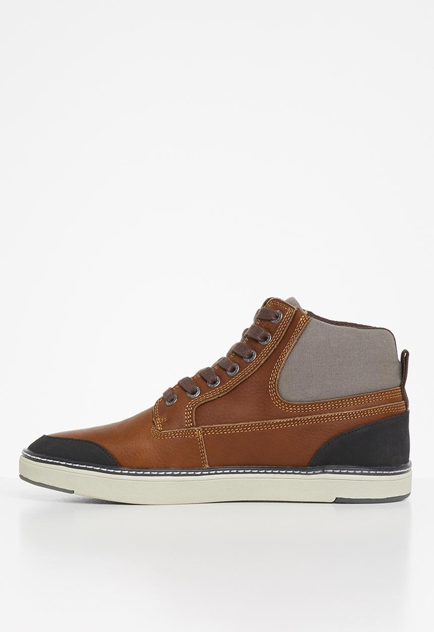 JEEP - High top leather sneaker - tan