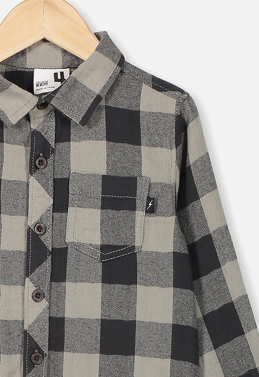 Cotton On - Rugged long sleeve shirt - grey & black 