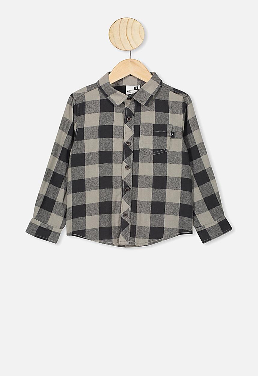 Cotton On - Rugged long sleeve shirt - grey & black 