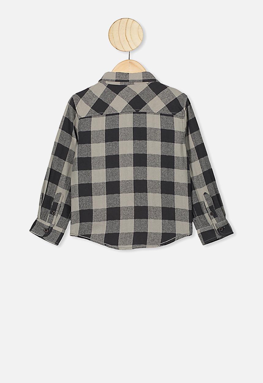 Cotton On - Rugged long sleeve shirt - grey & black 