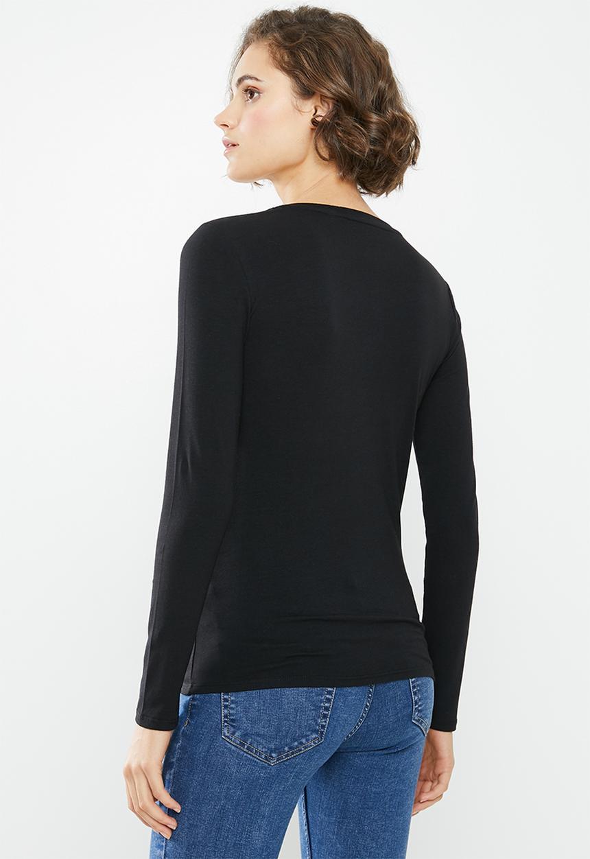 GUESS - Long sleeve zebra logo tee - black
