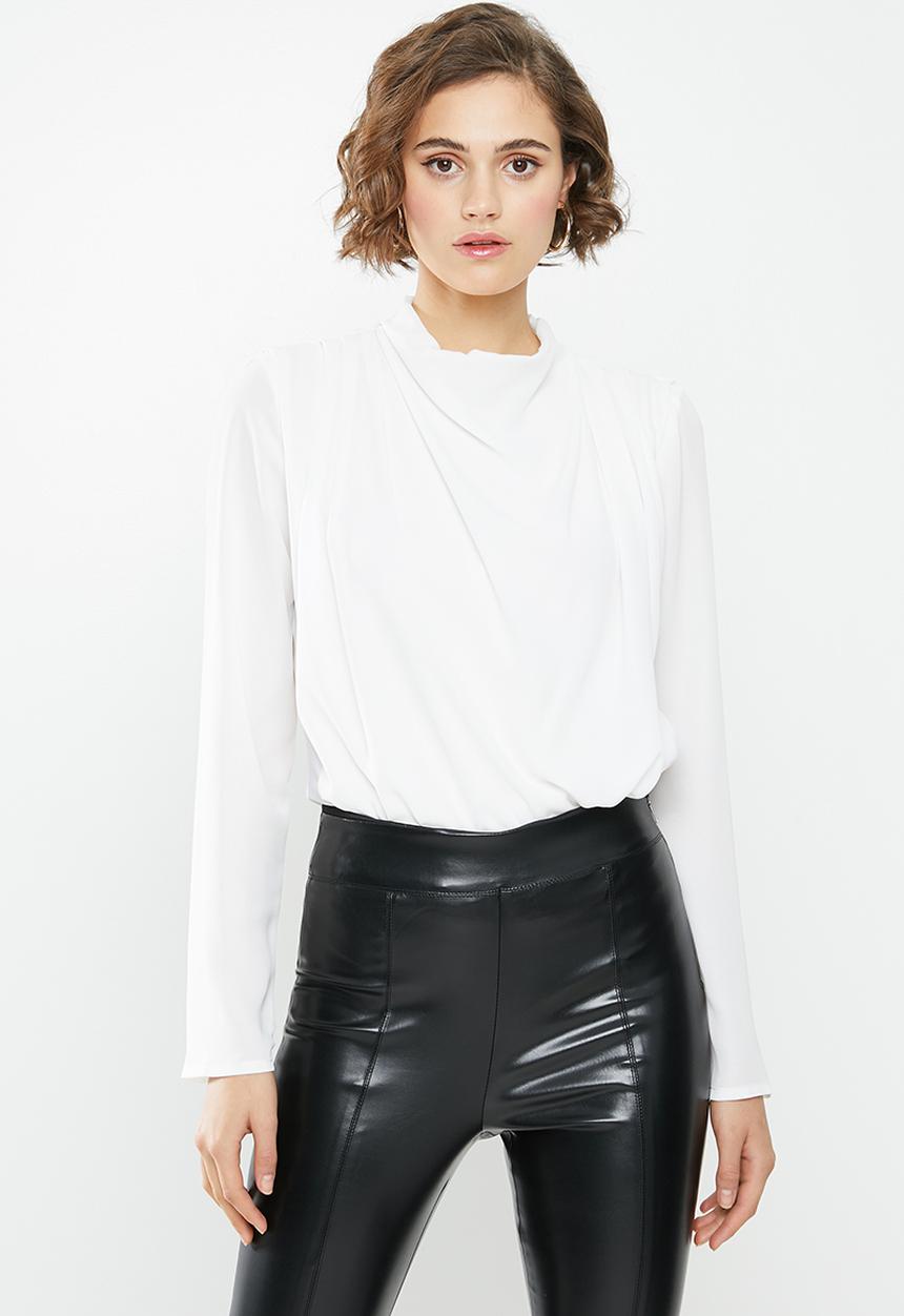 VELVET - Funnel neck bodysuit - white 