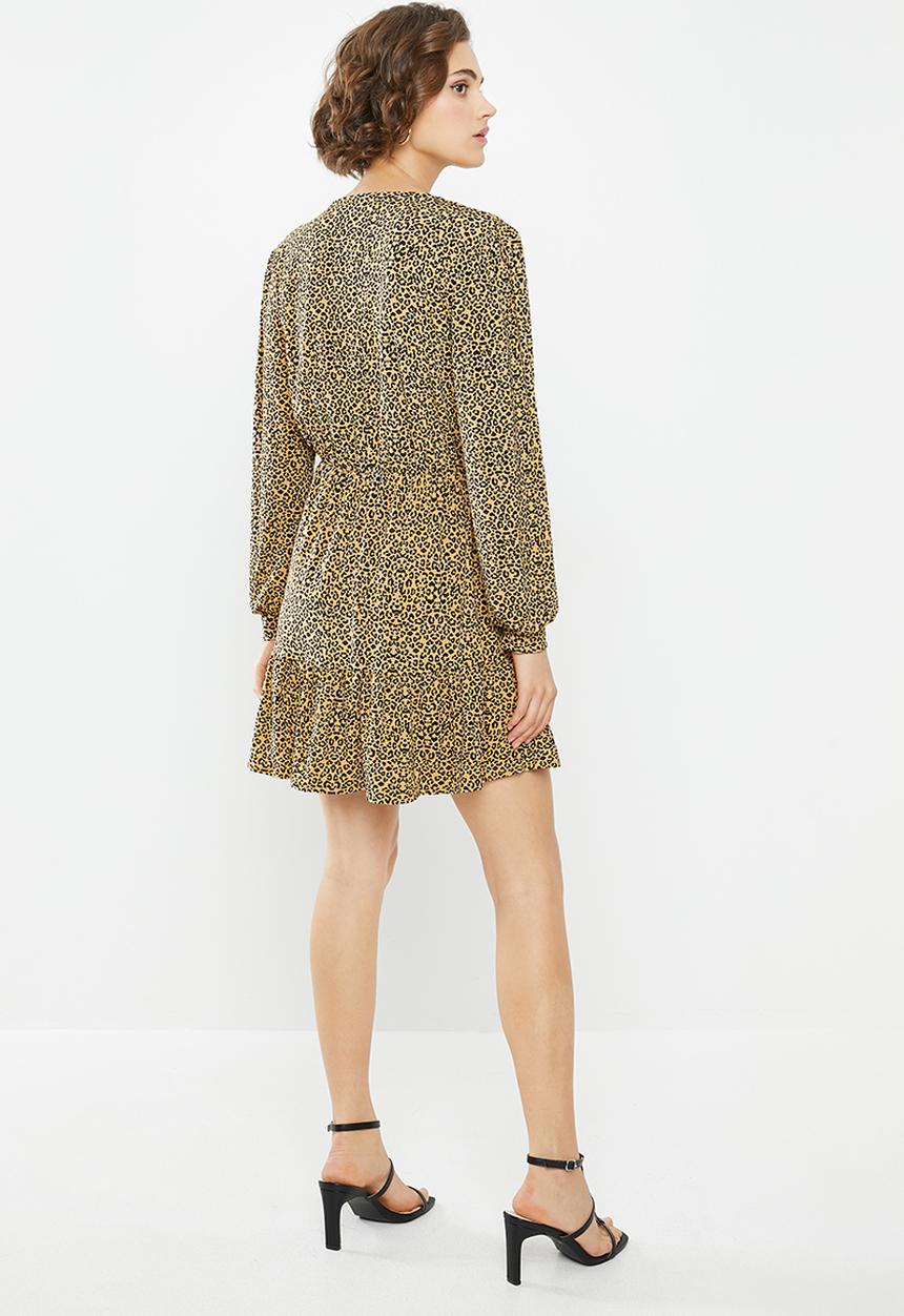 MANGO - Dress moss - beige & black