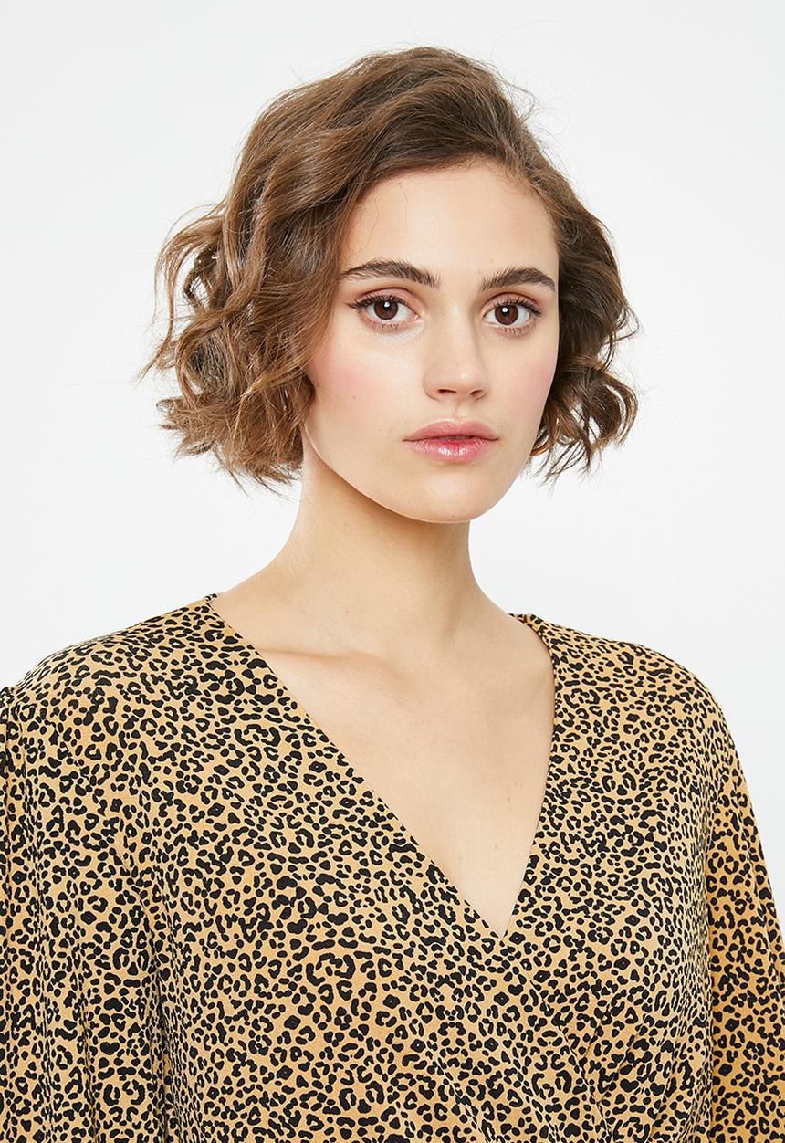 MANGO - Dress moss - beige & black