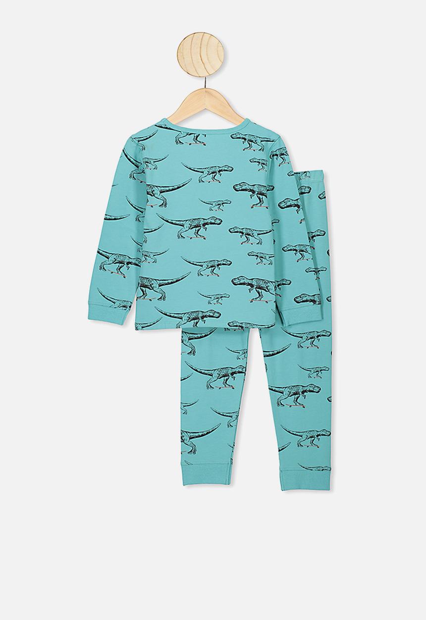 Cotton On - Orlando long sleeve pj set - blue & black 