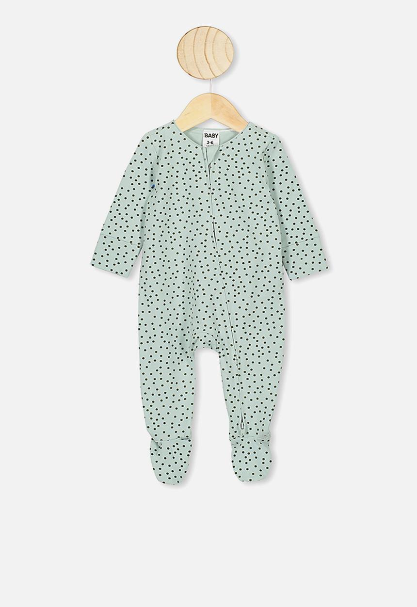 Cotton On - The long sleeve zip romper - green 