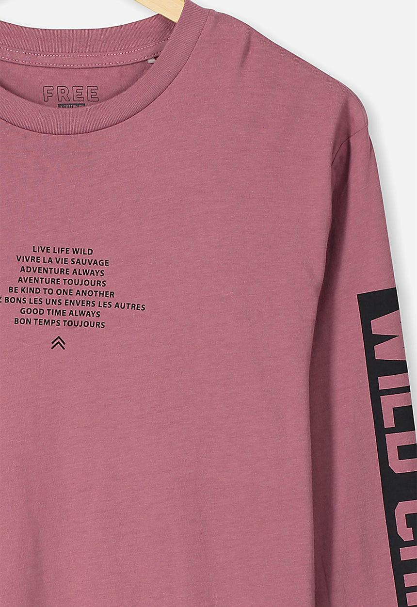 Free by Cotton On - Rufus long sleeve tee - vintage berry
